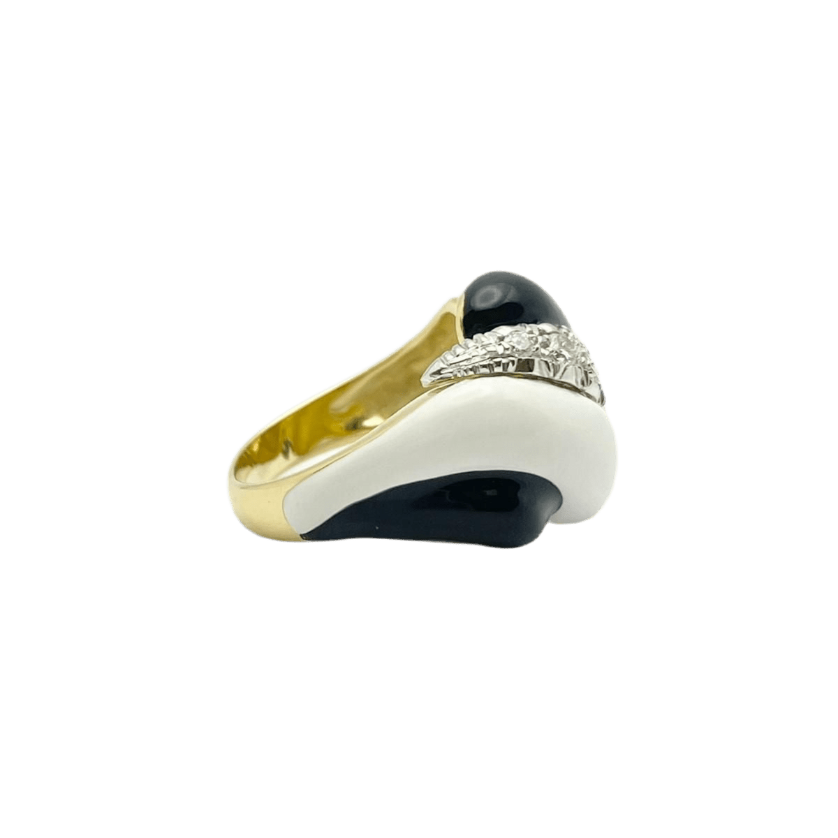 Bague Dôme en or blanc, or blanc, émail et diamants - Castafiore