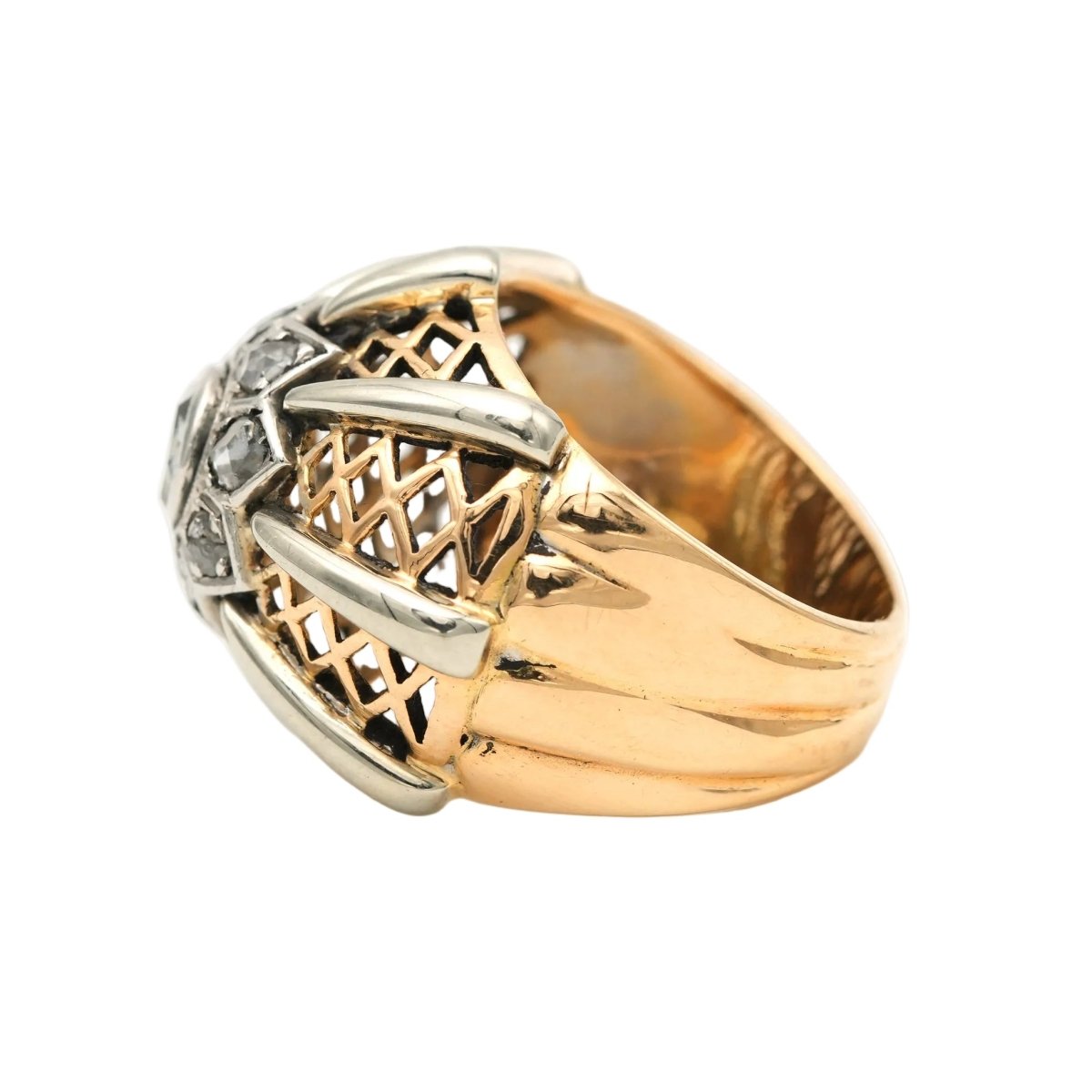 Bague Dôme en or blanc, or jaune et diamants - Castafiore
