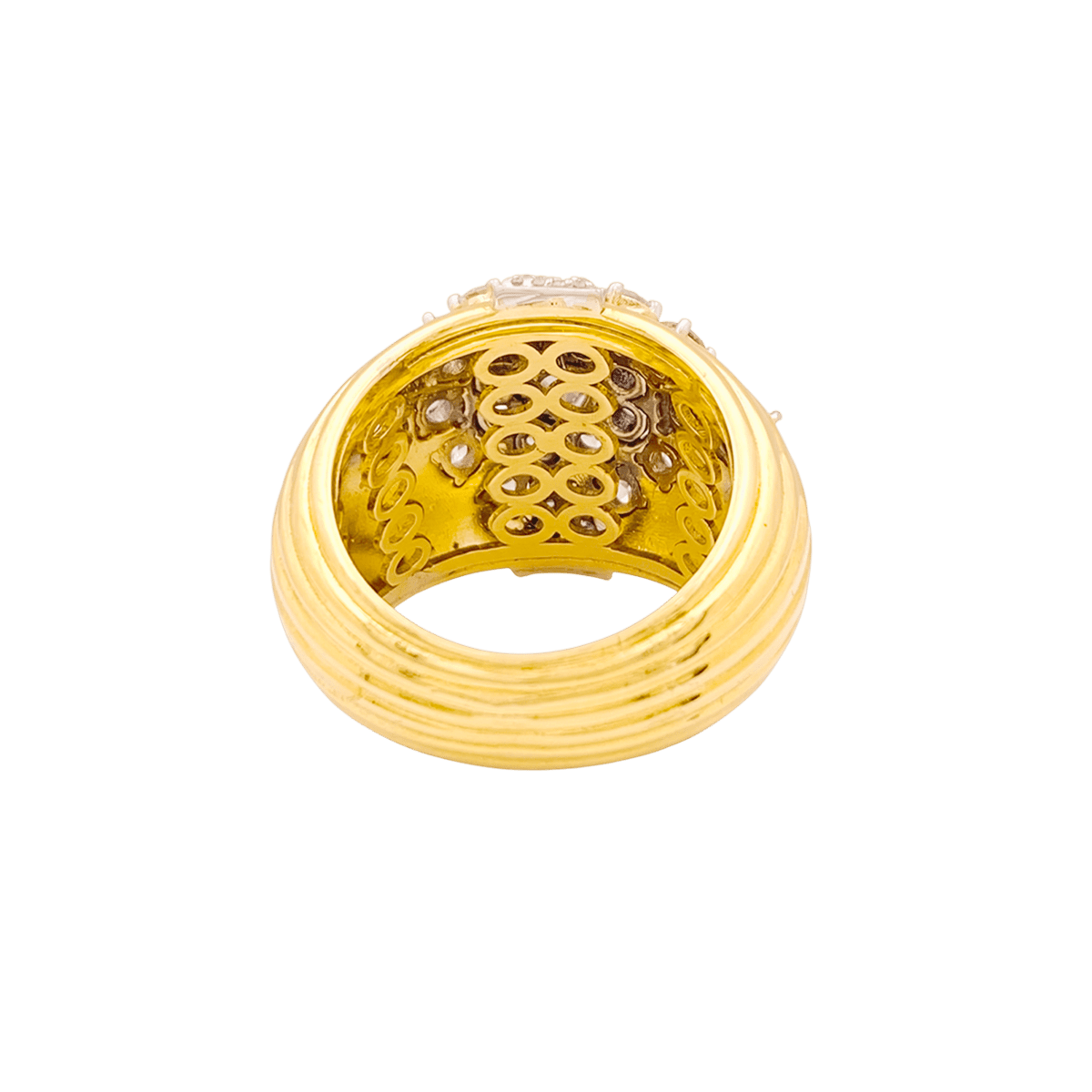 Bague Dôme en or blanc, or jaune et diamants - Castafiore