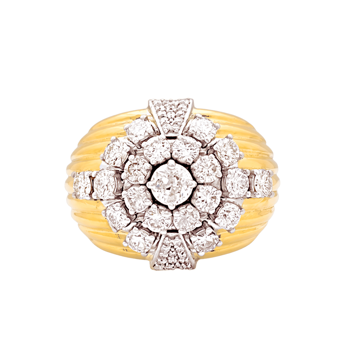 Bague Dôme en or blanc, or jaune et diamants - Castafiore