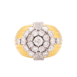 Bague Dôme en or blanc, or jaune et diamants - Castafiore