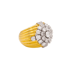 Bague Dôme en or blanc, or jaune et diamants - Castafiore