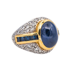 Bague Dôme en or blanc, or jaune, saphirs et diamants - Castafiore