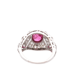 Bague Dôme en or blanc, rubis et diamants - Castafiore