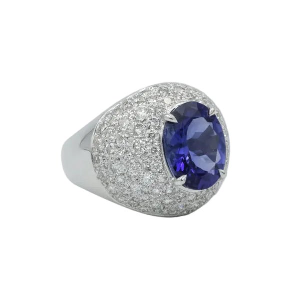 Bague Dôme en or blanc, tanzanite et diamants - Castafiore