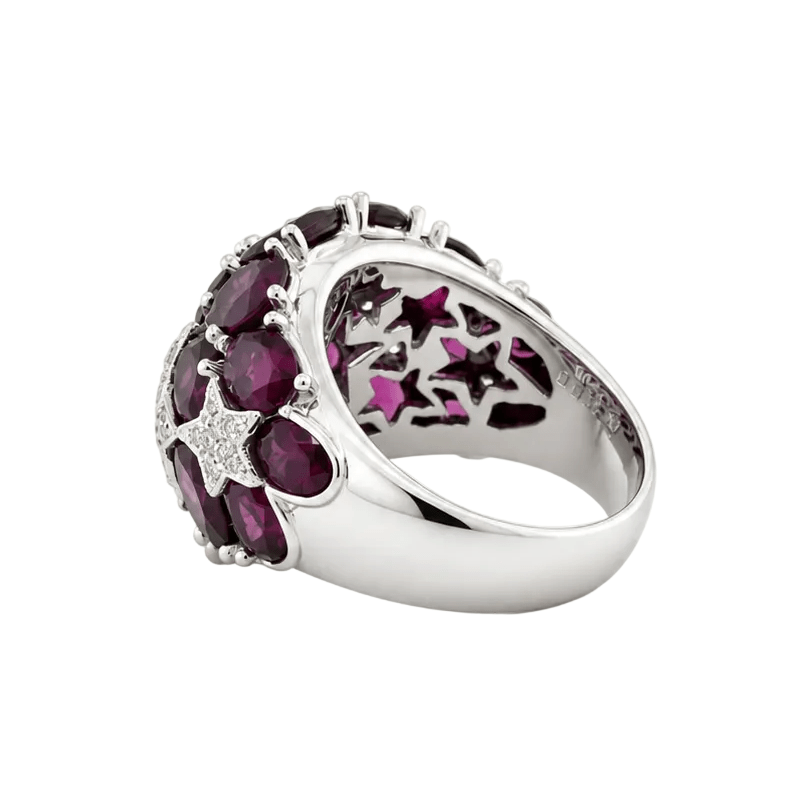 Bague Dôme en or blanc, tourmalines et diamants - Castafiore