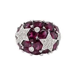 Bague Dôme en or blanc, tourmalines et diamants - Castafiore