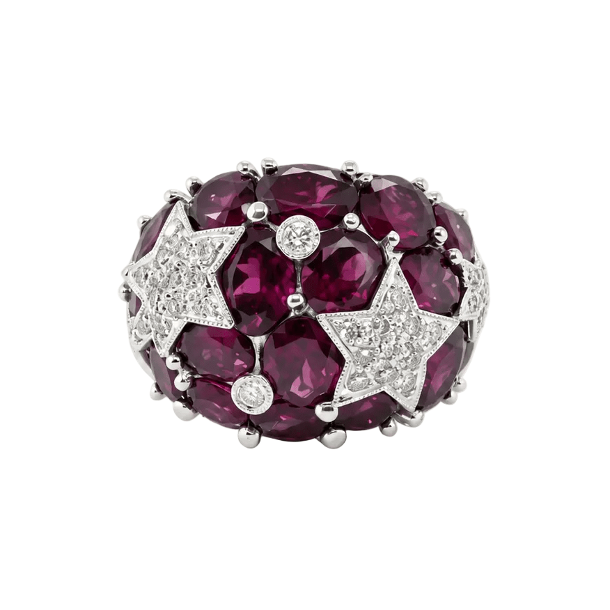 Bague Dôme en or blanc, tourmalines et diamants - Castafiore