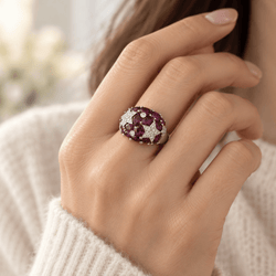 Bague Dôme en or blanc, tourmalines et diamants - Castafiore