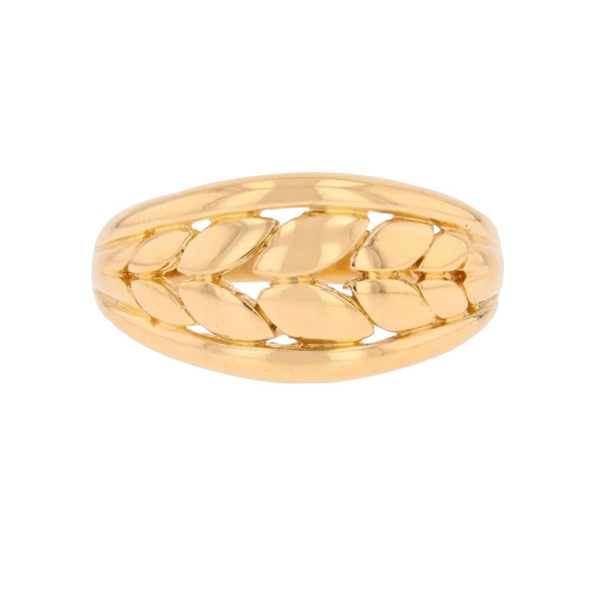 Ring yellow gold leaf design