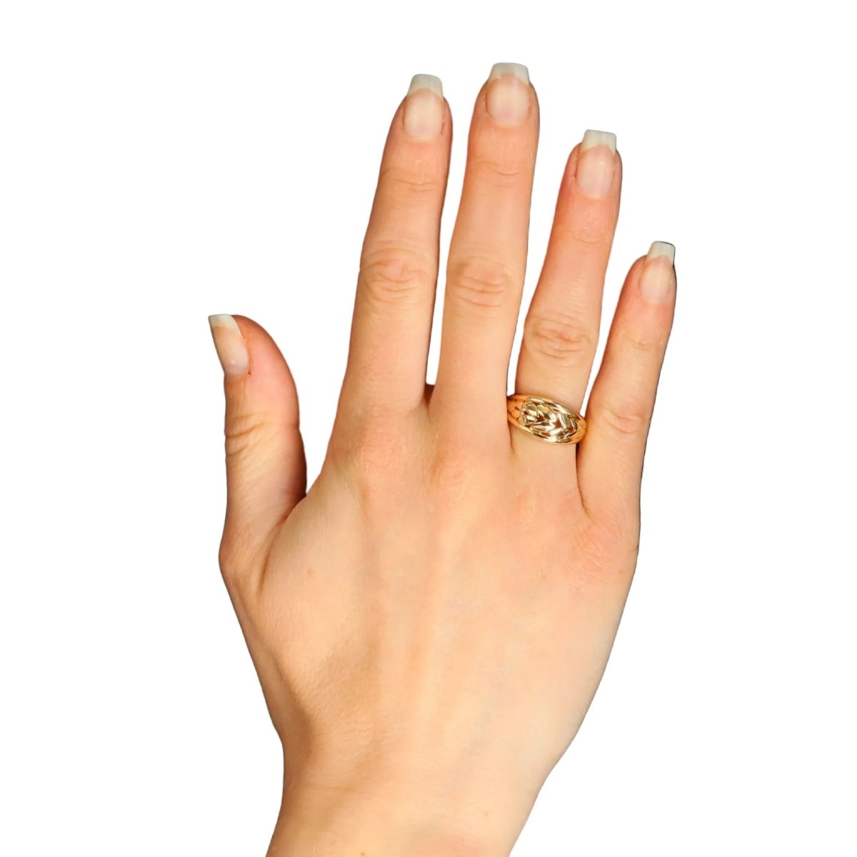 Ring yellow gold leaf design