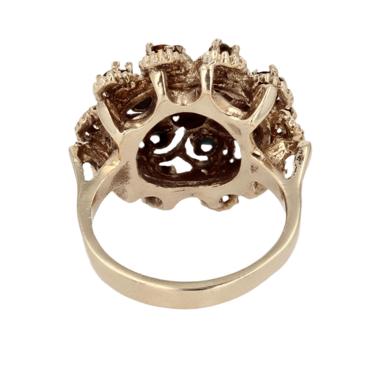 Bague Dôme en or jaune, citrines, turquoises et perles - Castafiore