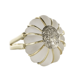 Bague Dôme en or jaune, cristal de roche et diamants - Castafiore