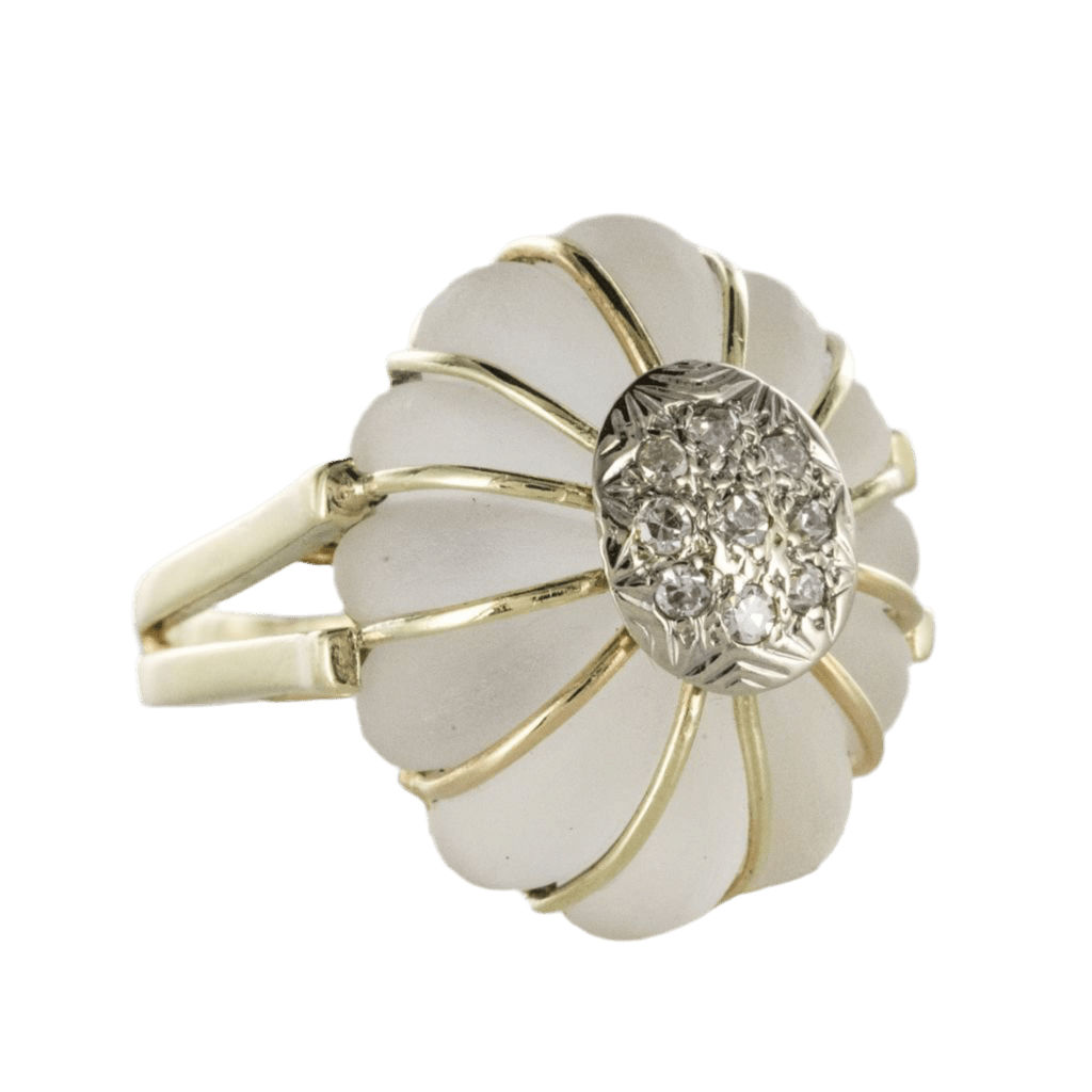 Bague Dôme en or jaune, cristal de roche et diamants - Castafiore