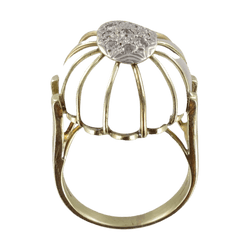 Bague Dôme en or jaune, cristal de roche et diamants - Castafiore