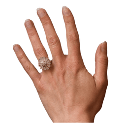 Bague Dôme en or jaune, cristal de roche et diamants - Castafiore