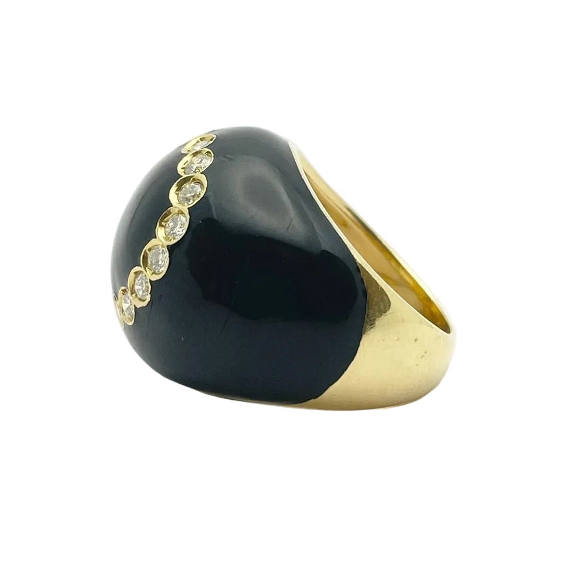 Bague Dôme en or jaune, émail et diamants - Castafiore