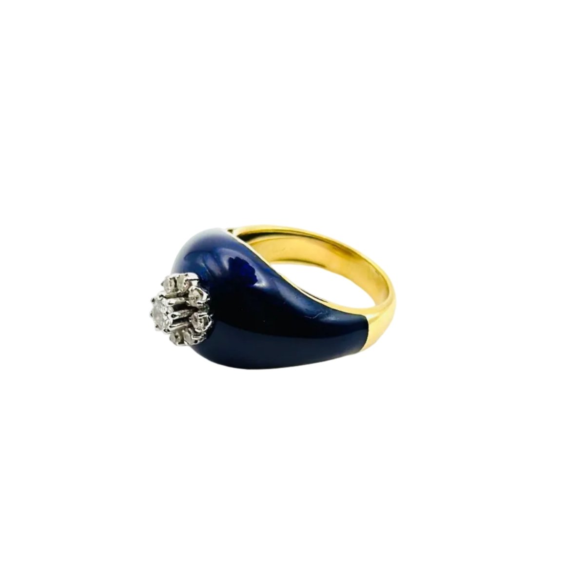 Bague Dôme en or jaune, émail, et diamants - Castafiore