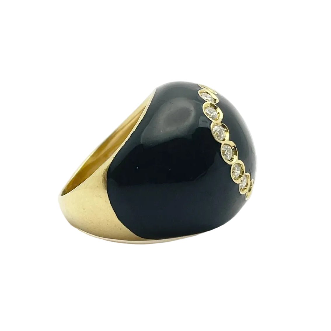 Bague Dôme en or jaune, émail et diamants - Castafiore