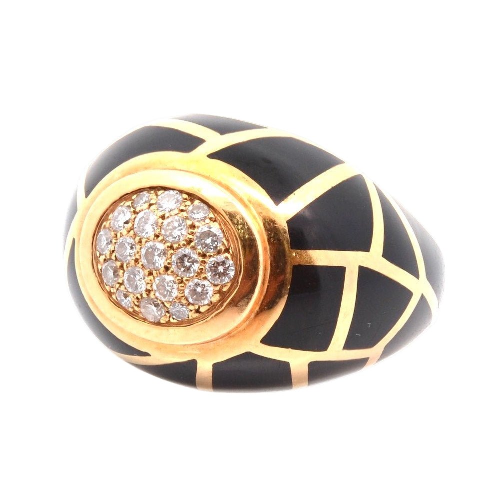 Bague Dôme en or jaune, émail et diamants - Castafiore