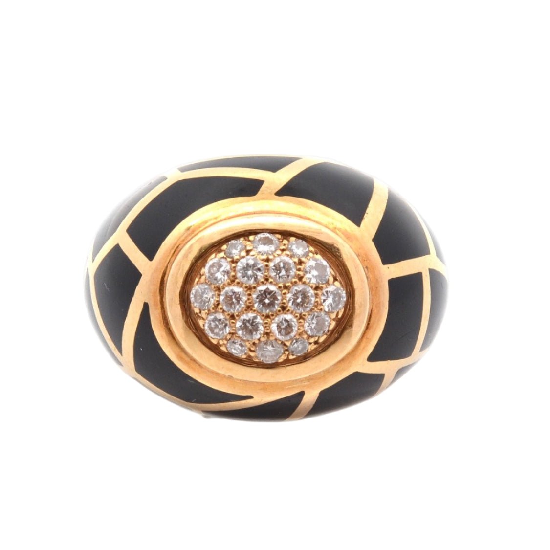 Bague Dôme en or jaune, émail et diamants - Castafiore