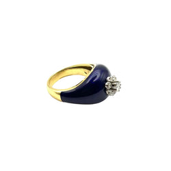 Bague Dôme en or jaune, émail, et diamants - Castafiore