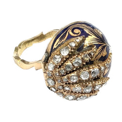 Bague Dôme en or jaune, émeraude et diamants - Castafiore