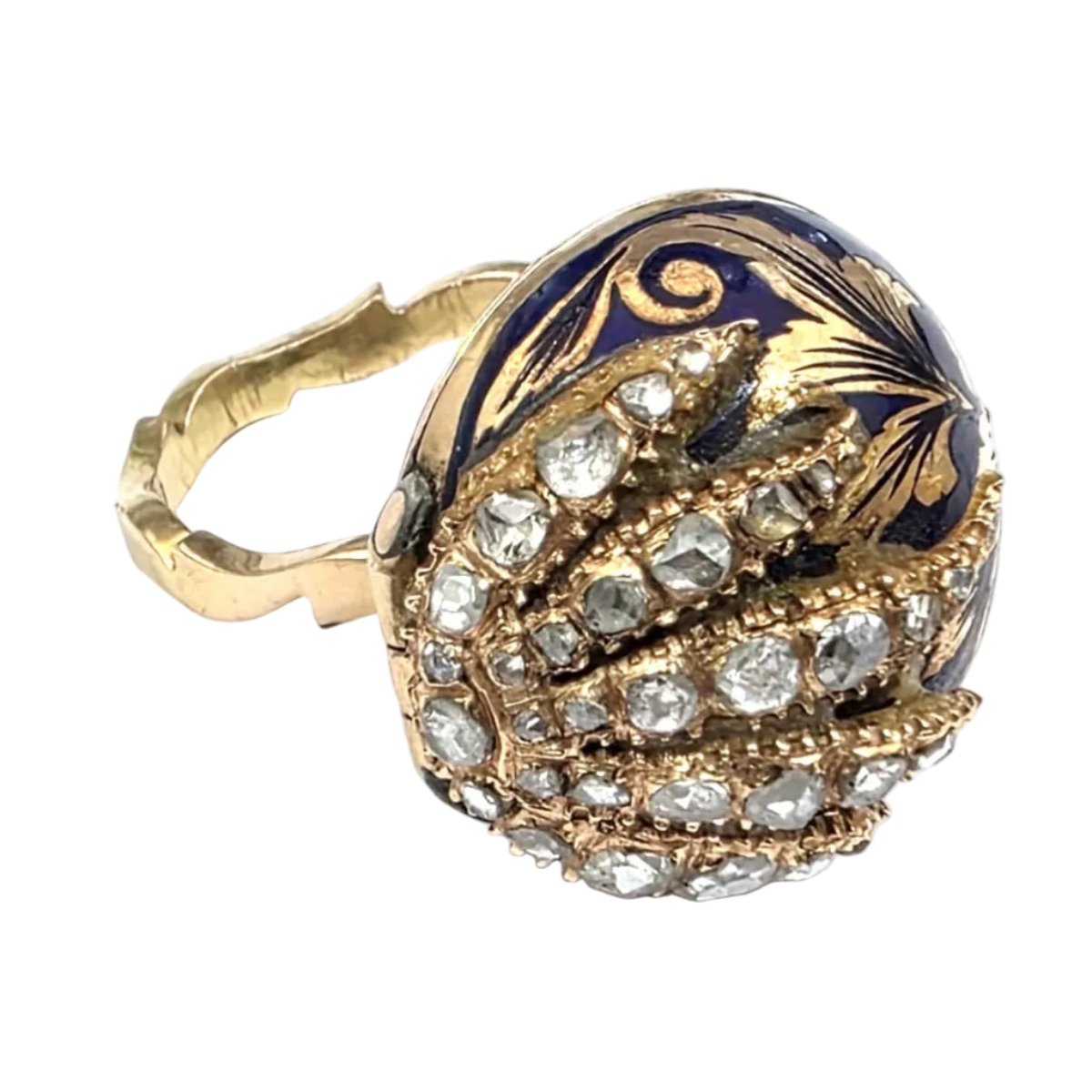 Bague Dôme en or jaune, émeraude et diamants - Castafiore