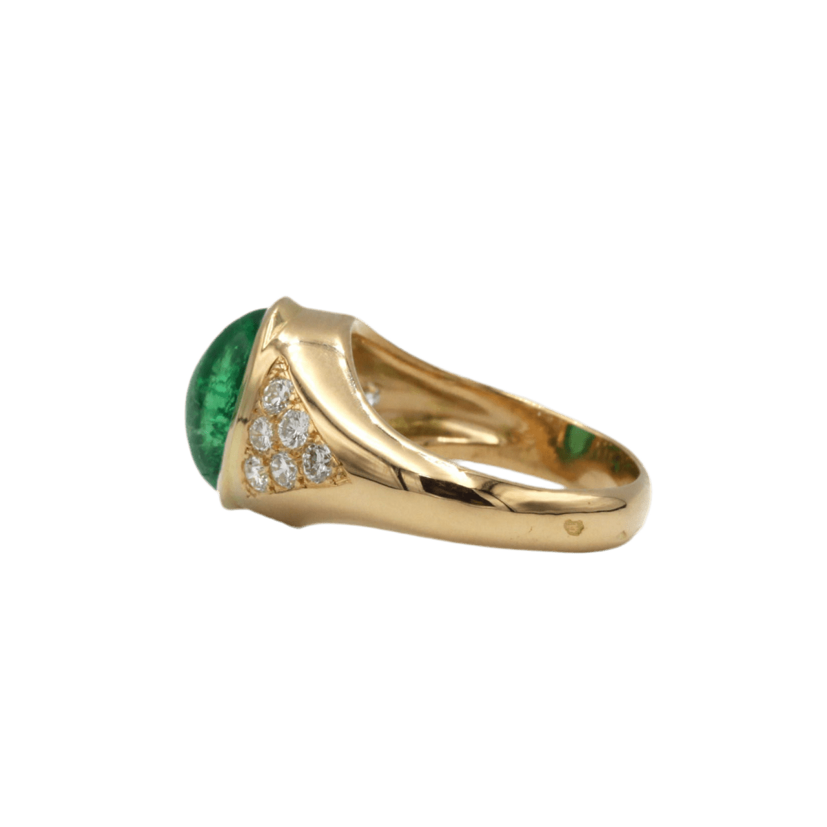 Bague Dôme en or jaune, émeraude et diamants - Castafiore