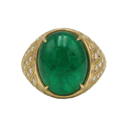 Bague Dôme en or jaune, émeraude et diamants - Castafiore
