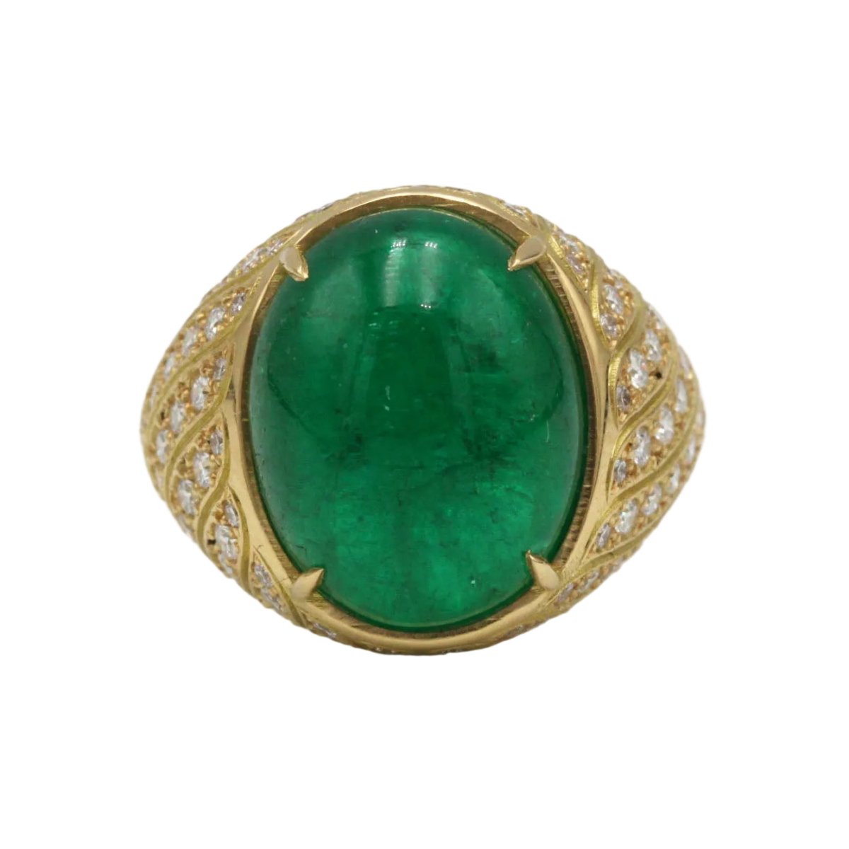 Bague Dôme en or jaune, émeraude et diamants - Castafiore
