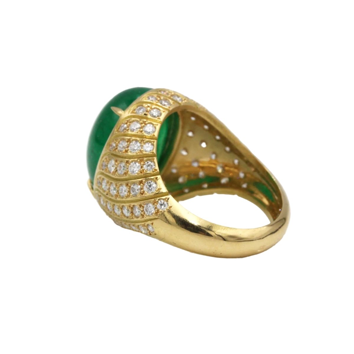 Bague Dôme en or jaune, émeraude et diamants - Castafiore