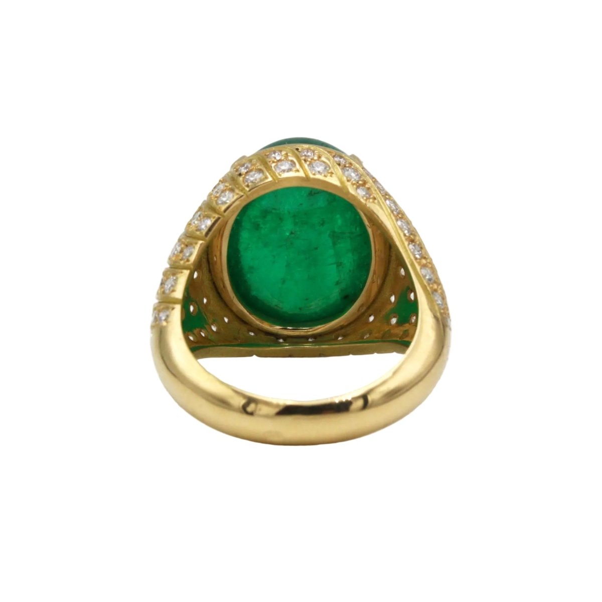 Bague Dôme en or jaune, émeraude et diamants - Castafiore