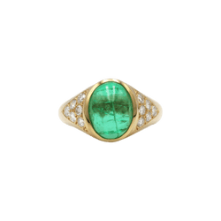 Bague Dôme en or jaune, émeraude et diamants - Castafiore