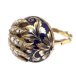 Bague Dôme en or jaune, émeraude et diamants - Castafiore