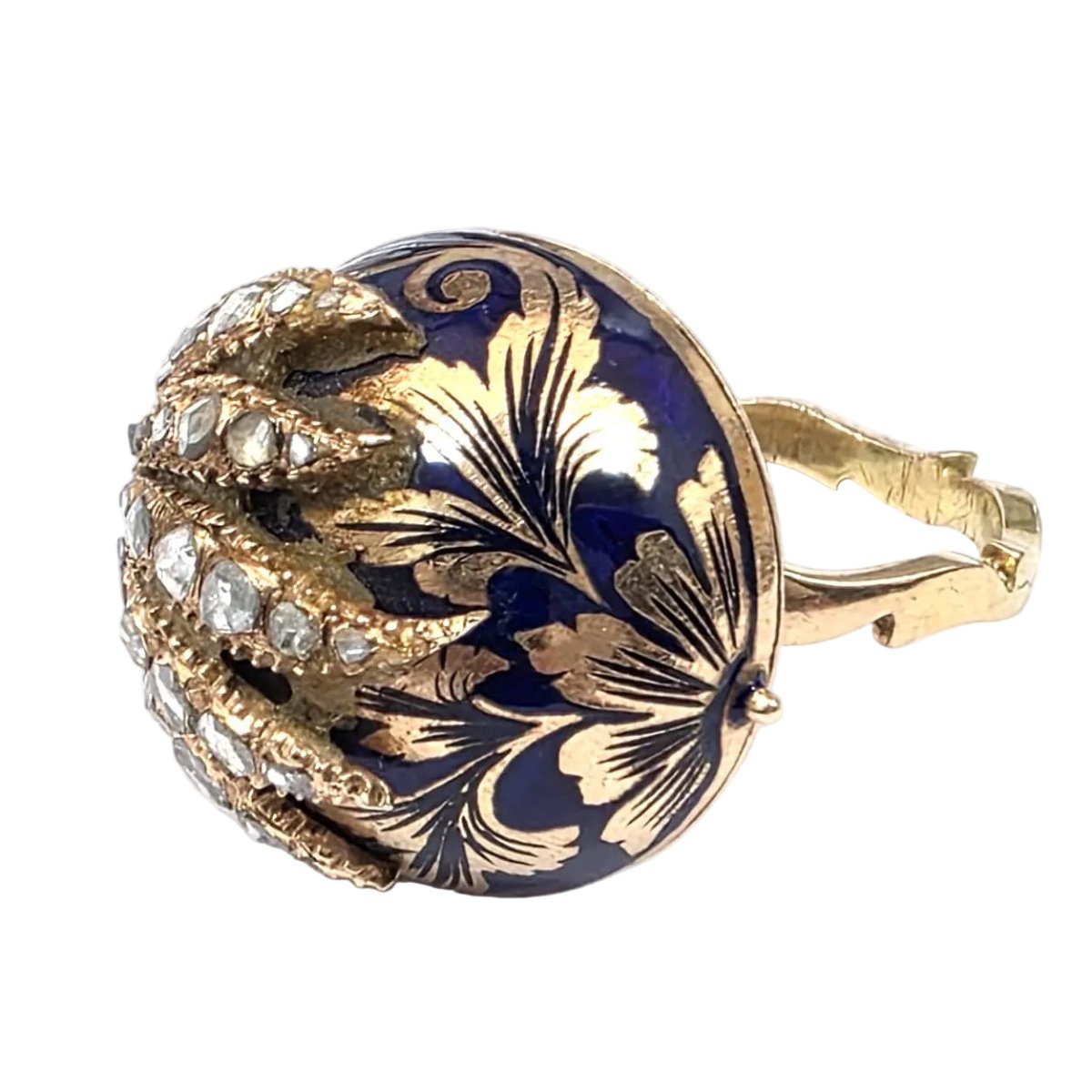 Bague Dôme en or jaune, émeraude et diamants - Castafiore