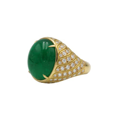 Bague Dôme en or jaune, émeraude et diamants - Castafiore