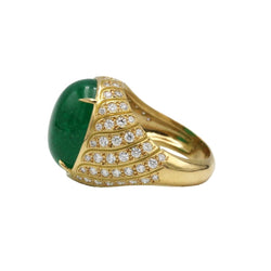 Bague Dôme en or jaune, émeraude et diamants - Castafiore