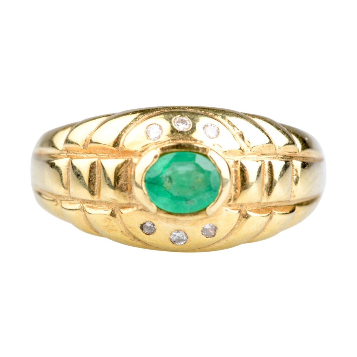 Bague Dôme en or jaune, émeraude et diamants - Castafiore