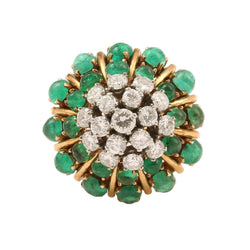 Bague Dôme en or jaune, émeraudes et diamants - Castafiore