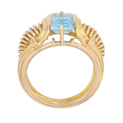 Bague Dôme en or jaune et aigue - marine - Castafiore