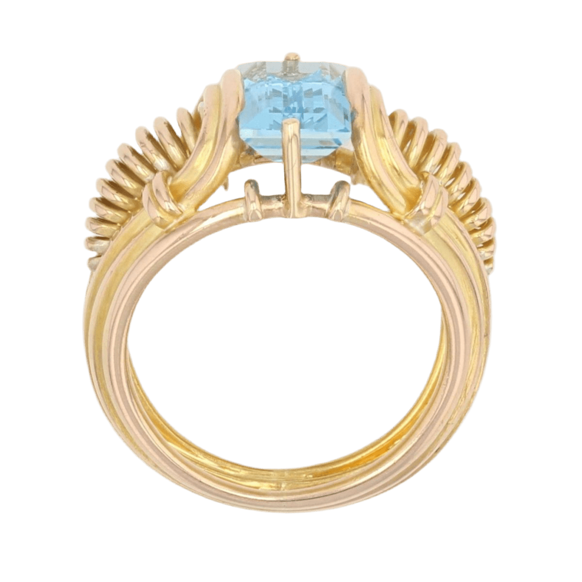 Bague Dôme en or jaune et aigue - marine - Castafiore