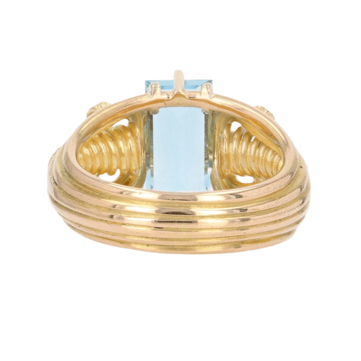 Bague Dôme en or jaune et aigue - marine - Castafiore