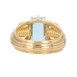 Bague Dôme en or jaune et aigue - marine - Castafiore