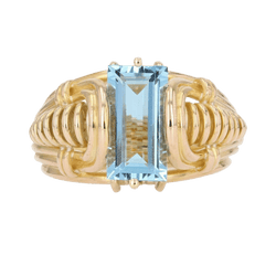 Bague Dôme en or jaune et aigue - marine - Castafiore