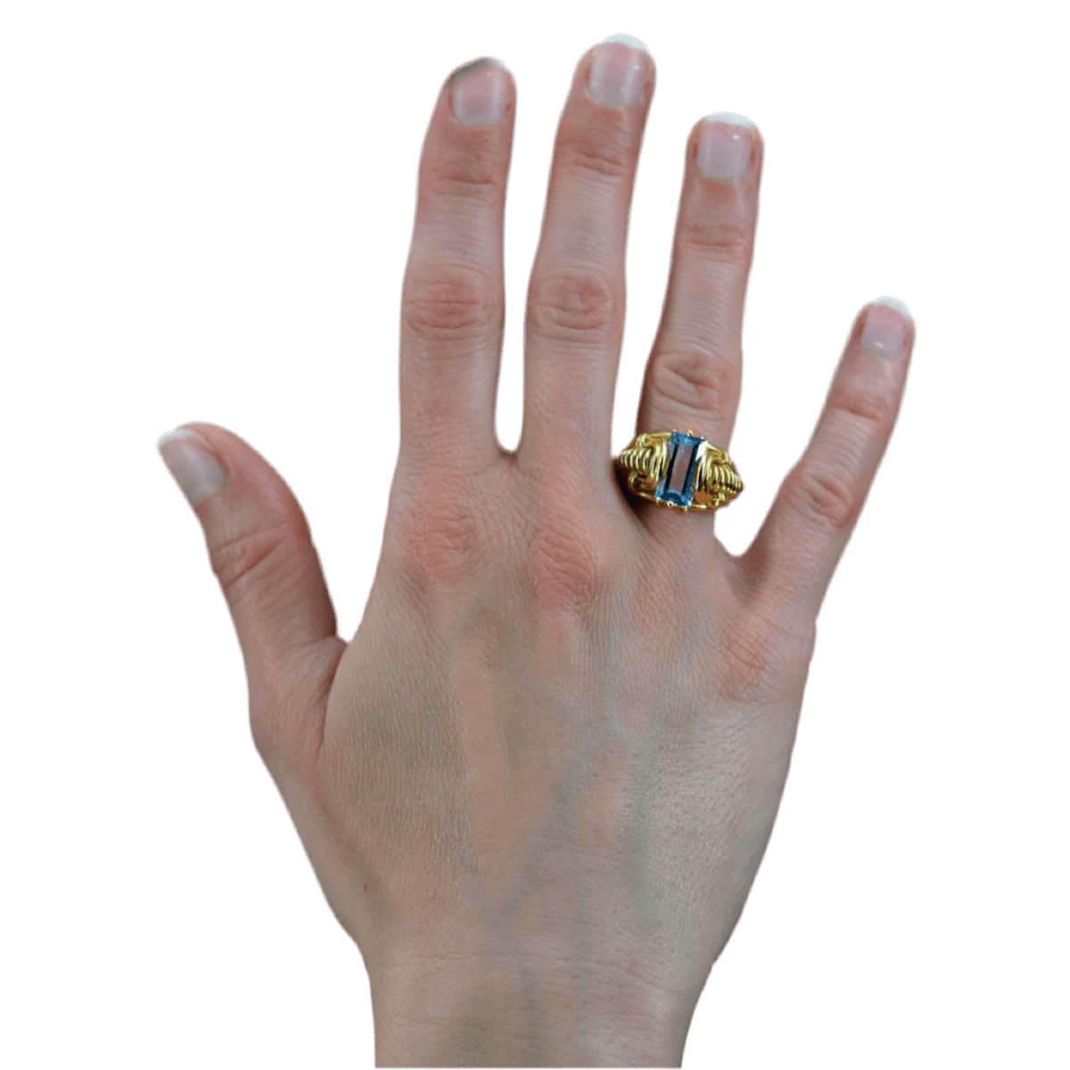 Bague Dôme en or jaune et aigue - marine - Castafiore