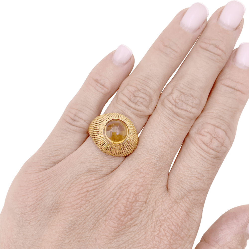 Bague Dôme en or jaune et citrine - Castafiore