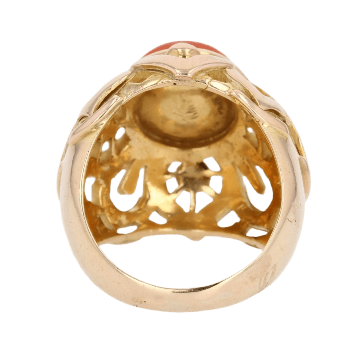 Bague Dôme en or jaune et corail - Castafiore