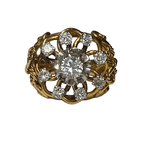 Bague Dôme en or jaune et diamants - Castafiore