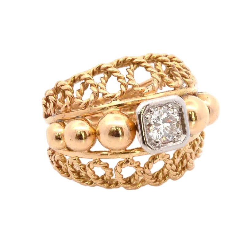Ring vintage diamonds in 18k gold